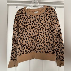 J.Crew Vintage Fleece Leopard Crewneck Sweatshirt Size M